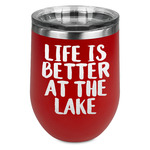 Lake House Stemless Stainless Steel Wine Tumbler - Red - Double Sided (Personalized)
