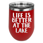 Lake House Stemless Stainless Steel Wine Tumbler - Red - Single Sided (Personalized)