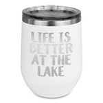 Lake House Stemless Stainless Steel Wine Tumbler - White - Double Sided (Personalized)