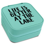 Lake House Travel Jewelry Box - Teal Leather (Personalized)