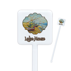 Lake House Square Plastic Stir Sticks - Single Sided (Personalized)