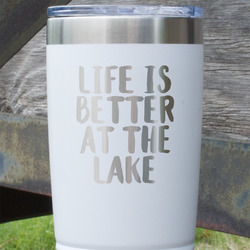 Lake House 20 oz Stainless Steel Tumbler - White - Double Sided (Personalized)