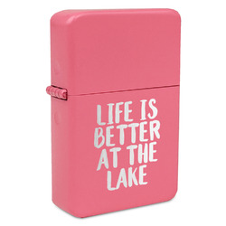 Lake House Windproof Lighter - Pink - Double Sided & Lid Engraved (Personalized)