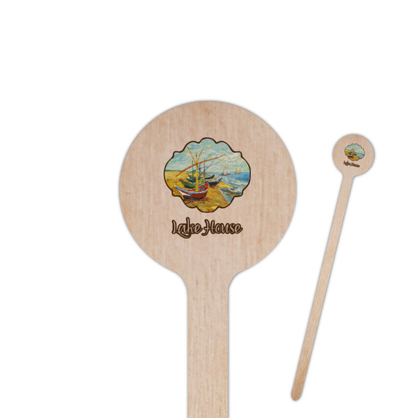 Custom Lake House 6" Round Wooden Stir Sticks - Double Sided (Personalized)