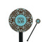 Floral Black Plastic 5.5" Stir Stick - Round - Closeup