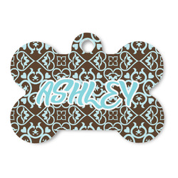 Floral Bone Shaped Dog ID Tag - Large (Personalized)