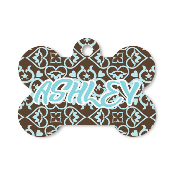 Custom Floral Bone Shaped Dog ID Tag - Small (Personalized)