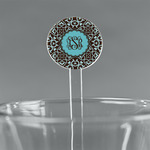 Floral 7" Round Plastic Stir Sticks - Clear (Personalized)