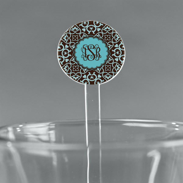 Custom Floral 7" Round Plastic Stir Sticks - Clear (Personalized)