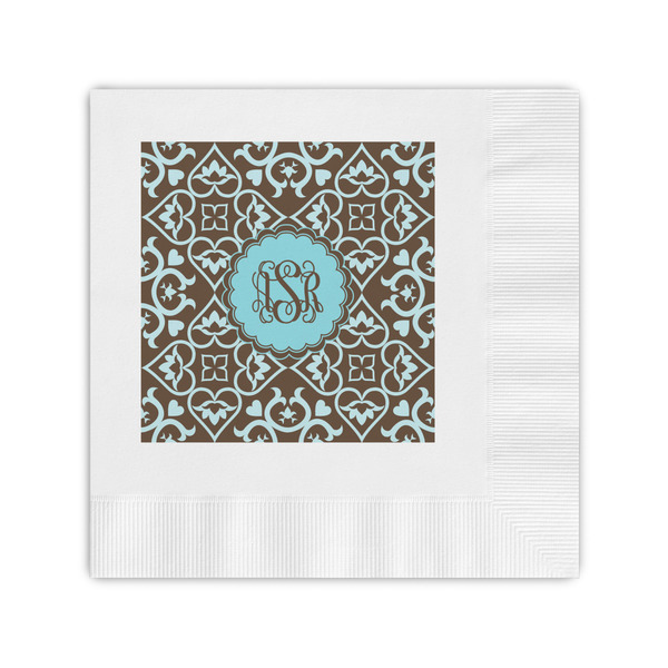 Custom Floral Coined Cocktail Napkins (Personalized)