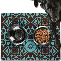 Floral Dog Food Mat - Large w/ Monogram