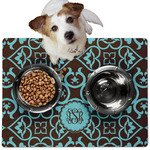 Floral Dog Food Mat - Medium w/ Monogram