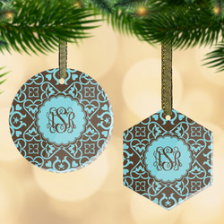 Floral Flat Glass Ornament w/ Monogram