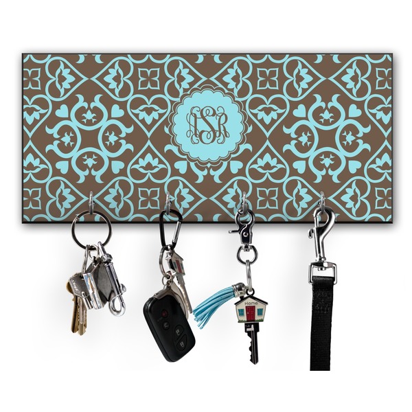 Custom Floral Key Hanger w/ 4 Hooks w/ Monogram