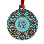 Floral Metal Ball Ornament - Double Sided w/ Monogram