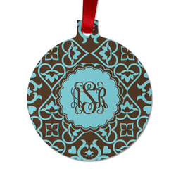 Floral Metal Ball Ornament - Double Sided w/ Monogram