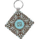 Floral Diamond Plastic Keychain w/ Monogram