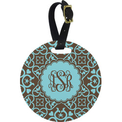 Floral Plastic Luggage Tag - Round (Personalized)