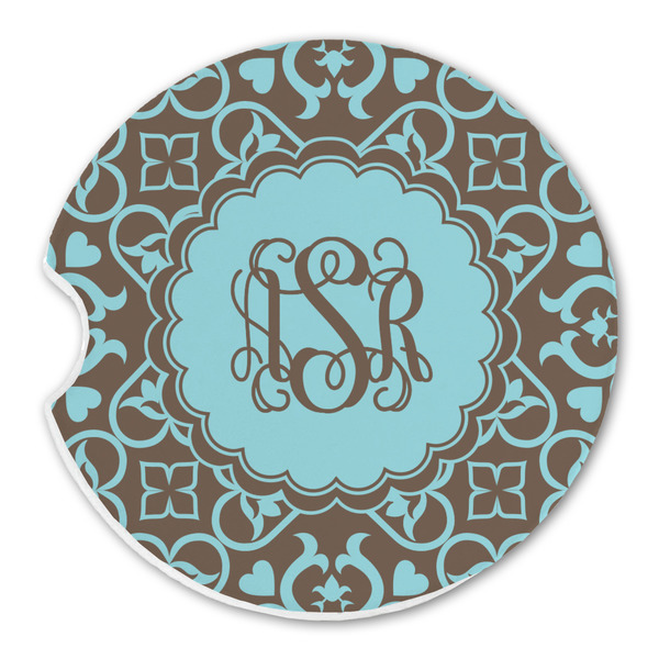 Custom Floral Sandstone Car Coaster - Single (Personalized)