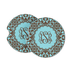 Floral Sandstone Car Coasters - Set of 2 (Personalized)