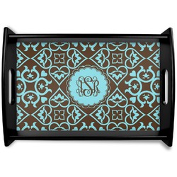 Floral Black Wooden Tray - Small (Personalized)