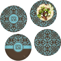 Floral Set of 4 Glass Lunch / Dinner Plate 10" (Personalized)
