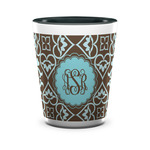 Floral Ceramic Shot Glass - 1.5 oz - Two Tone - Single (Personalized)