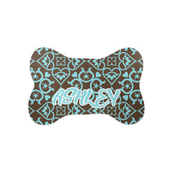 Floral Bone Shaped Dog Food Mat (Small) (Personalized)