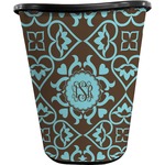 Floral Waste Basket - Single Sided (Black) (Personalized)