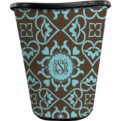 Floral Waste Basket - Double Sided (Black) (Personalized)
