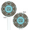 Floral White Plastic 5.5" Stir Stick - Double Sided - Round - Front & Back