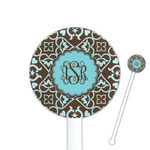 Floral 5.5" Round Plastic Stir Sticks - White - Double Sided (Personalized)