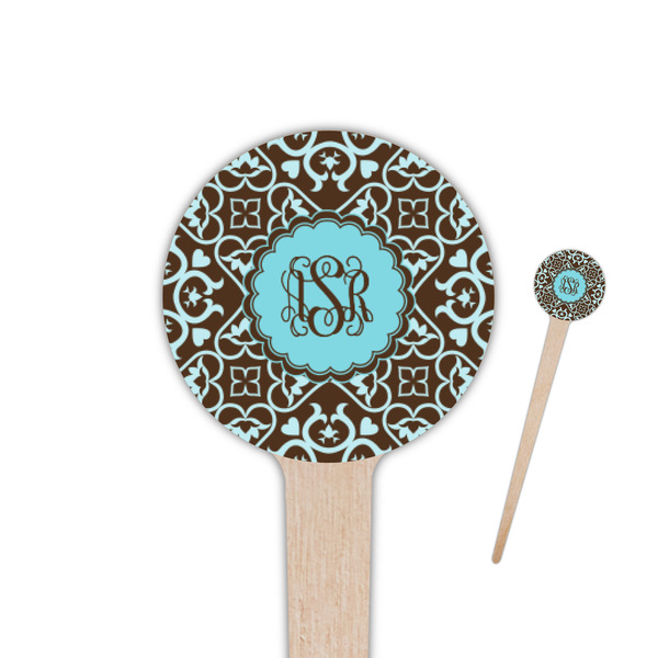 Custom Floral 4" Round Wooden Food Picks - Single Sided (Personalized)