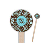 Floral 6" Round Wooden Food Picks - Double Sided (Personalized)