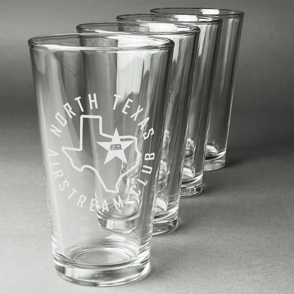 Custom North Texas Airstream Club Pint Glasses - Laser Engraved - Set of 4