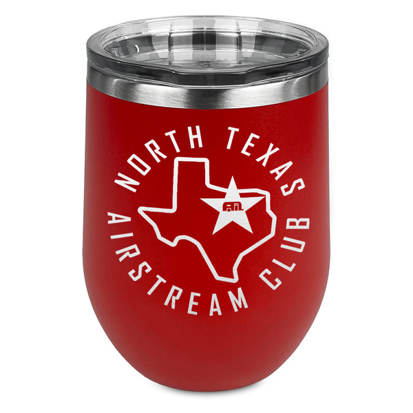 Custom North Texas Airstream Club Stemless Stainless Steel Wine Tumbler - Red - Double-Sided