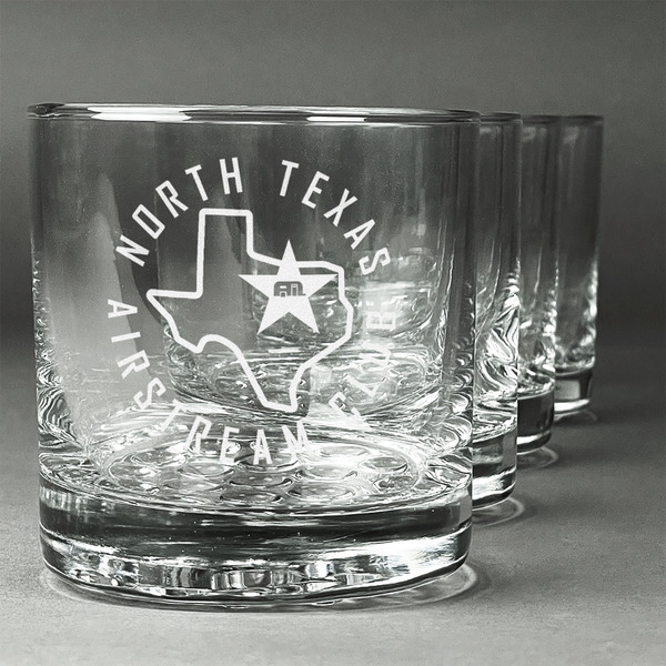 Custom North Texas Airstream Club Whiskey Glasses - Engraved - Set of 4