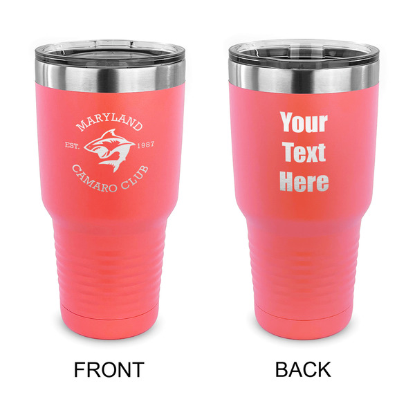 Custom Maryland Camaro Club Logo 30 oz Stainless Steel Tumbler - Coral - Double-Sided