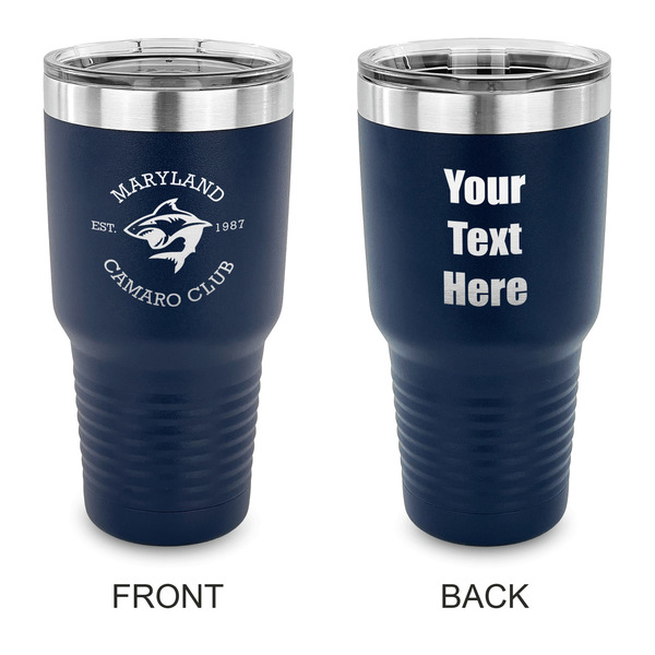 Custom Maryland Camaro Club Logo 30 oz Stainless Steel Tumbler - Navy - Double-Sided