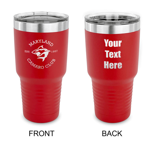 Custom Maryland Camaro Club Logo 30 oz Stainless Steel Tumbler - Red - Double-Sided