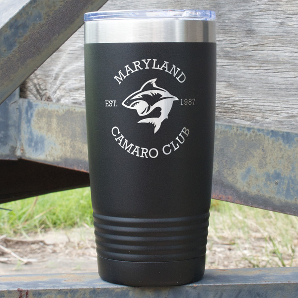 Custom Maryland Camaro Club Logo 20 oz Stainless Steel Tumbler - Black - Single-Sided