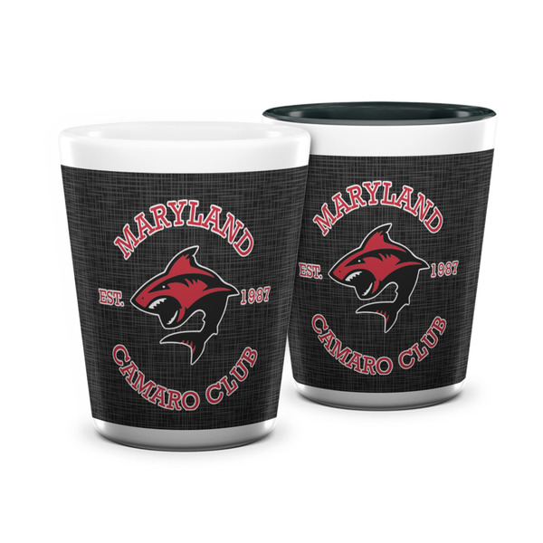 Custom Maryland Camaro Club Logo Ceramic Shot Glass - 1.5 oz