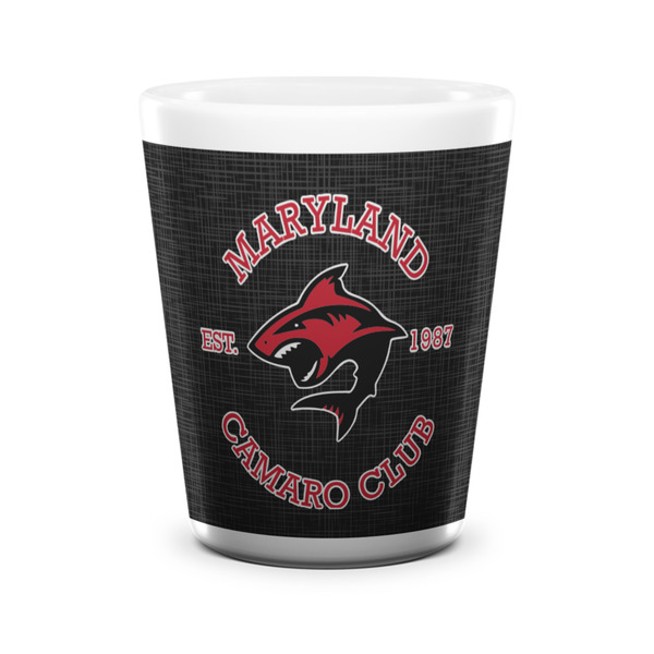 Custom Maryland Camaro Club Logo Ceramic Shot Glass - 1.5 oz - White - Single