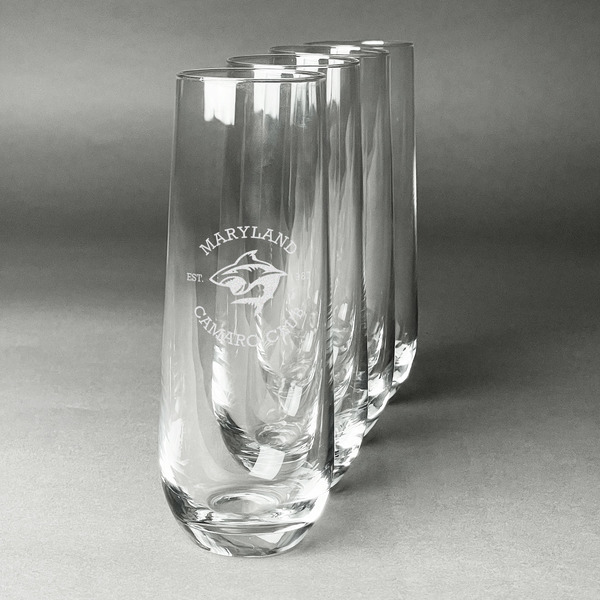 Custom Maryland Camaro Club Logo Champagne Flutes - Stemless - Laser Engraved - Set of 4