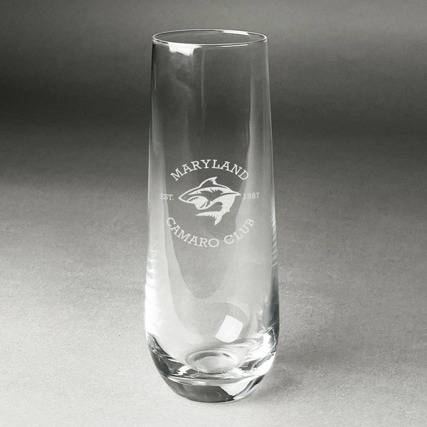 Custom Maryland Camaro Club Logo Champagne Flute - Stemless - Laser Engraved - Single