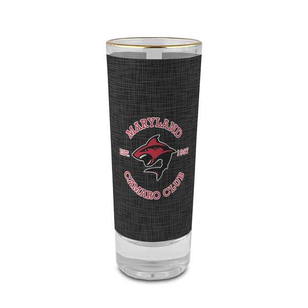 Custom Maryland Camaro Club Logo 2 oz Shot Glass - Glass with Gold Rim