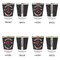 Maryland Camaro Club Logo Glass Shot Glass - Gold Rim - Set of 4 - Front & Back