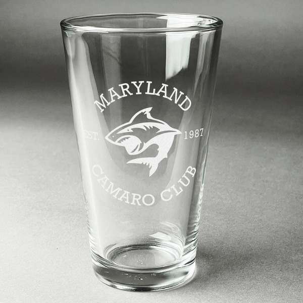 Custom Maryland Camaro Club Logo Pint Glass - Laser Engraved