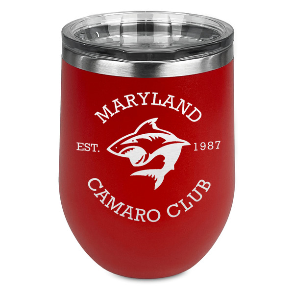 Custom Maryland Camaro Club Logo Stemless Stainless Steel Wine Tumbler - Red - Double-Sided