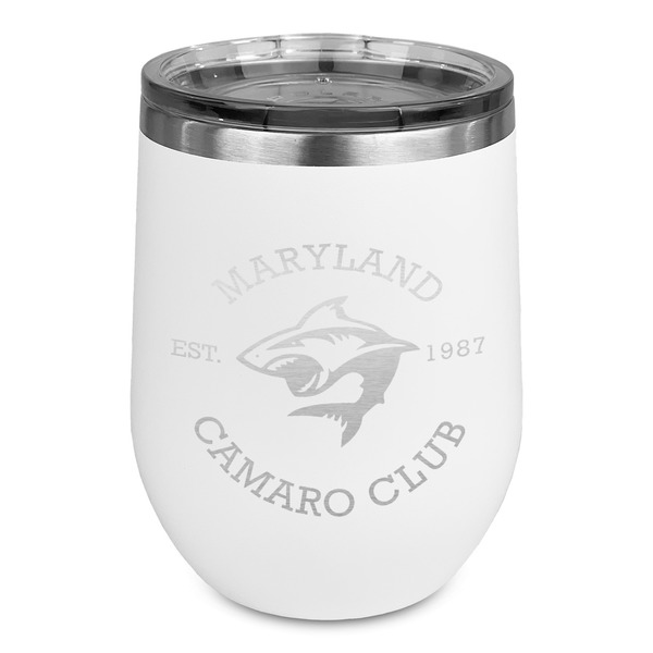 Custom Maryland Camaro Club Logo Stemless Stainless Steel Wine Tumbler - White - Single-Sided